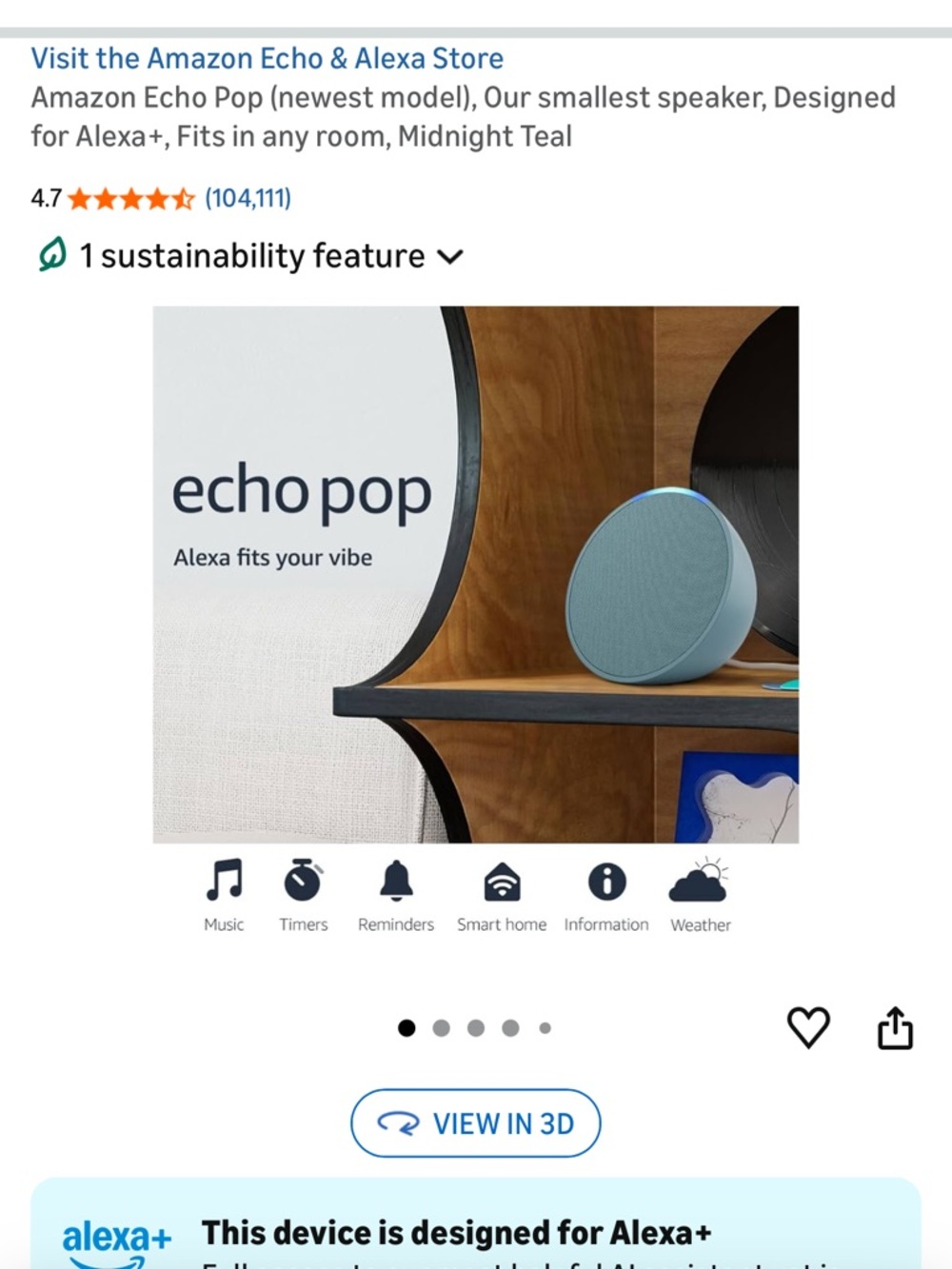 Amazon Echo Pop Smart Speaker in Teal and Light Blue